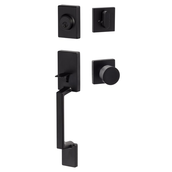 Sure-Loc Hardware Stockholm Handleset, Bergen Square Handleset Trim, Flat Black SH507-S-BG-SQ FBL - main
